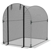 Outsunny Plantenbeschermingsnet, Vogelbescherming, met Deur en Stabiel Stalen Frame, 1,2x1,5x1,5m, Zwart/Zilver(m-10)