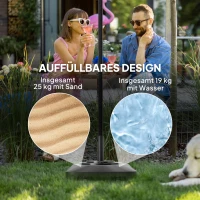 Outsunny Tuinparasolvoet, parasolvoet van kunststof, navulbaar met water of zand, kunststof, zwart(m-5)