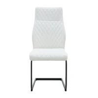 Chaise de salle à manger matelassée motif losange, dossier haut ergonomique, lot de 2, 43x63x100 cm, Blanc+Noir(m-2)
