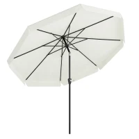Outsunny 2.7m Patio Parasol Garden Umbrellas with Aluminium Pole, UPF 50+ Outdoor Sun Shade Table Umbrella with Tilt, Crank, 8 Ribs, Ruffles, White(m-1)