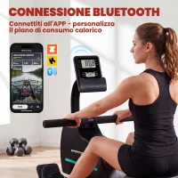 SPORTNOW Vogatore domestico: 16 livelli resistenza, Bluetooth, APP compatibile.(m-4)
