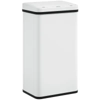 HOMCOM 50L Sensor Bin with Soft-Close Lid, Stainless Steel Automatic Touchless Motion Sensor Kitchen Bin, White(m-15)