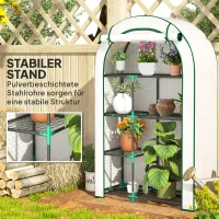 Outsunny Mini-Kas, 4-laags Kas met Kunststof Zeil, Draagbaar, met Roldeur, 100 x 45 x 160 cm, Wit(m-7)