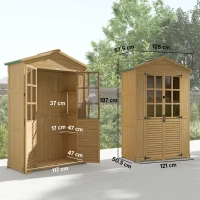 Outsunny Outdoor Wooden Storage Cabinet, Garden Tool Shed with Acrylic Windows for Patio, Light Brown(m-3)