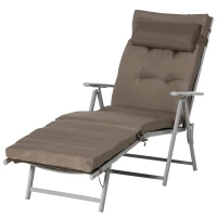 Outsunny Inklapbaar Ligbed Tuin Metalen Frame, Comfortabele Ligstoel Met Kussens, bruin(m-10)