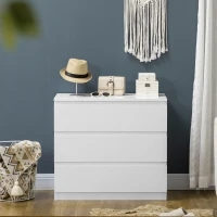 HOMCOM Chest of Drawers, 3-Drawer Storage Organiser Unit for Bedroom, Living Room, White(m-7)