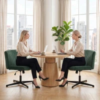 HOMCOM Flannel Criss Cross Legged Desk Chair, Armless Office Chair No Wheels, Green(m-9)