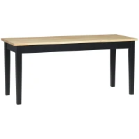 HOMCOM Moderne bank voor 2 personen, houten bank, massief hout, gelakt, naturel + zwart(m-10)