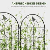 Outsunny Metalen Klimrek 2-delig Set voor in de grond roestvrij Klimhulp met Vogeldesign voor Klimplanten 50x120 cm Zwart(m-5)