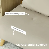 HOMCOM Slaapbank Relaxbank Sofa Couch, incl. 2 kussens, fluwelen look, 130 x 78 x 79 cm, beige(m-6)