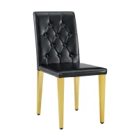 Lot de 4 chaises de salle à manger, style luxe européen, patins antidérapants et silencieux, 42x46x89 cm, Noir+Or(m-9)