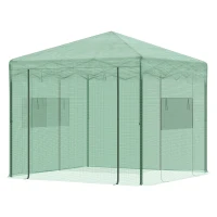 Outsunny Serre Pop-up - Serre de Jardin Pop-up - Porte + 2 fenêtres zippées enroulables - dim. 2,4L x 2,4l x 2,4H cm - Sac Transport Inclus - PE Vert(m-11)