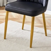 Lot de 2 chaises de salle à manger modernes, assise rembourrée, embouts antidérapants, 43x41.5x89 cm, Noir+Doré(m-8)