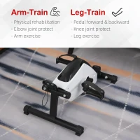 HOMCOM Magnetic Pedal Exerciser, 8-Level Adjustable Resistance Mini Exercise Bike for Arms and Legs Rehabilitation Training, Portable Trainer Fitness Equipment for Elderly People Home, Office Workout(m-7)