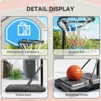 HOMCOM Adjustable Basketball Hoop and Stand, with Wheels and Weight Base Blue(m-7)