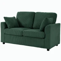 HOMCOM 2 Seater Sofa, Corduroy Small Couch with Spring Cushion, Wide and Deep Seat, Dark Green(m-10)