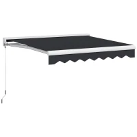 Outsunny Elektrisch/Handmatig Uitschuifbare Zonnescherm, Halfcassette, Afstandsbediening, Aluminium Frame, 2,5 x 2 m, Grijs(m-11)
