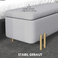 HOMCOM zitbank, gepolsterde bank met opbergruimte, kist, stof, metaal, schuimstof,lichtgrijs, 100 x 40 x 42 cm(m-7)