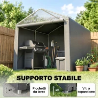 Outsunny Capanno Porta Attrezzi e Tenda Garage per Bici e Moto con Copertura Anti-UV, 1.6x2m, Grigio Chiaro(m-5)