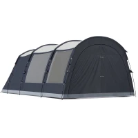 Outsunny Tenda Campeggio a Tunnel per 2-4 Persone Alta 210cm con 2 Stanze, Impermeabile 3000mm per Trekking, Blu navy(m-11)