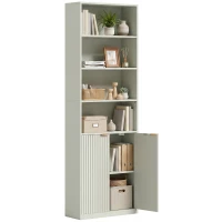 HOMCOM Bookcase Adjustable Shelf Bookshelf Anti-Tip Hardware 6-Tier, Light Green(m-14)