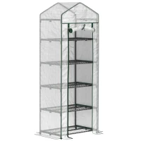 Outsunny Mini-kas voor Bloemen of Groenten, Staal, Plastic, 69L x 49B x 193H cm, Wit(m-1)