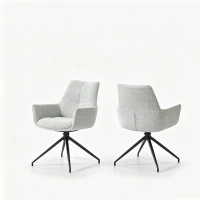 Fauteuil pivotant 360° rembourré, piètement métal laqué stable, patins antidérapants, 48x50x85 cm, Gris clair(m-2)