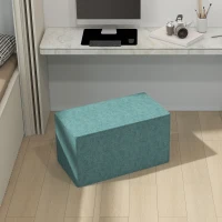 HOMCOM Poggiapiedi 2 in 1 con Rivestimento Rimovibile in Tessuto Effetto Lino, 75x41x41 cm, Verde(m-8)