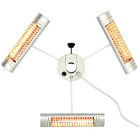 Outsunny Heizstrahler, Infrarot-Heizung, 3 Heizköpfe, blendet nicht, mit Fernbedienung, Aluminium, 87 x 75 x 22cm(m-1)