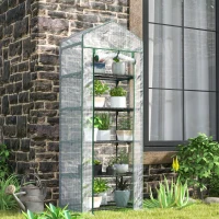 Outsunny Mini-kas voor Bloemen of Groenten, Staal, Plastic, 69L x 49B x 193H cm, Wit(m-2)