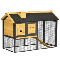 PawHut Conigliera da Esterno a 2 Livelli in Legno di Abete e Acciaio con Vassoio Rimovibile, 120x55.5x80 cm(m-11)