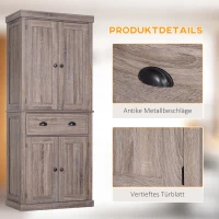HOMCOM kast, hoge kast, ladekast, 6 verstelbare niveaus, met schuiflade, keuken, MDF houtnerf 76 x 40,5 x 184 cm keuken | Aosom.de(m-7)