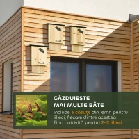 PawHut Set de 3 căsuțe pentru lilieci din lemn de brad pentru exterior, 25x6x37.5 cm, lemn natural(m-4)