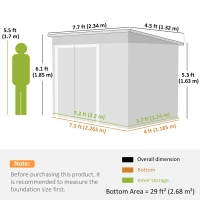 Outsunny 7.5 x 4.3ft Metal Garden Storage Shed, Waterproof Outdoor Shed with Triple Lockable Door, Gloves, Vents, Dark Grey(m-3)