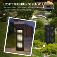 Outsunny Buitenlantaarn met zonnepaneel, automatische inschakeling, 8 uur bedrijfstijd, rotanlook, staal, 15,5 x 15,5 x 46 cm, zwart(m-6)