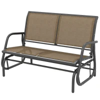 Outsunny Panchina a Dondolo 2 Posti da Giardino in Metallo e Tessuto a Rete, 120x70x85 cm, Marrone Chiaro(m-11)