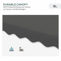 Outsunny Tuinparasol, zweefparasol, decoratieve rand, ventilatiedak, metalen frame, 2,4x2,4x2,6m, donkergrijs(m-5)