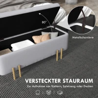 HOMCOM zitbank, gepolsterde bank met opbergruimte, kist, stof, metaal, schuimstof,lichtgrijs, 100 x 40 x 42 cm(m-4)