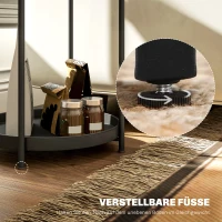 HOMCOM Ronde Bijzettafel met Legbord, 2-Lagen Koffietafel voor Woonkamer, Slaapkamer, Kleine Ruimtes, Metaal, Zwart(m-6)