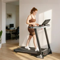 HOMCOM Tapis Roulant Elettrico Pieghevole 1-12km/h, Tapis Roulant Salvaspazio con 12 Programmi Preimpostati, Display LCD e Supporto per Tablet, per Camminata e Corsa, Compatto per Casa e Ufficio, Nero(m-9)