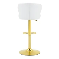 Lot de 2 tabourets de bar avec dossier, réglables en hauteur et pivotants 360°, 49.7x45x110 cm, Blanc(m-12)