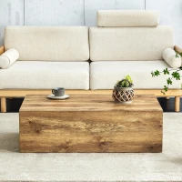 Table basse rectangulaire, style Luxury moderne compatible, pieds antidérapants en silicone, 90x50x30 cm, Couleur naturelle(m-4)
