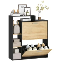 HOMCOM Dulap Slim Pantofi, Dulap Economisire Spațiu Pantofar Slim Pantofar Economisire Spațiu, Negru și Lemn(m-11)