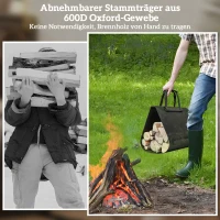 Outsunny Brandhoutrek, compact, tot 50 kg hout, afneembare draagtas, 49x34x44 cm, Zwart(m-5)