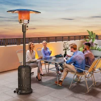 Outsunny chauffage exterieur terrasse, parasol chauffant gaz portable 11 KW niveaux de chauffe réglable 82x82x223cm noir(m-2)