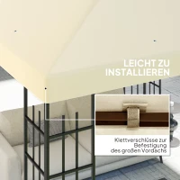 Outsunny 3 x 3 m Vervangzeil voor paviljoen, Zeil voor tuinpaviljoen, met waterafvoergaten, UPF30+, Crèmewit(m-5)