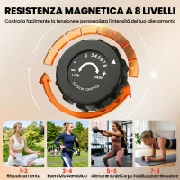 HOMCOM Cyclette Pieghevole 2 in 1, Resistenza Magnetica Regolabile 8 Livelli, Cyclette da Casa Silenziosa con Sensore Cardiaco, Sedile Regolabile, Bande Elastici, Schermo LCD, Ruote, Rosa(m-6)