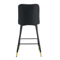 Lot de 2 tabourets de bar hauteur, design moderne et confortable, dossier incurvé et repose-pieds, 42x45x100 cm, Noir(m-12)