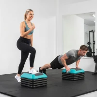 SPORTNOW Step para Fitness Stepper Antideslizante con Altura Ajustable de 10/15/20/25/30 cm Carga 150 kg Azul(m-8)