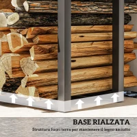 Outsunny Portalegna da Interno ed Esterno Regolabile in Metallo con Ganci a S, 40-65x25x100-150 cm, Nero(m-7)